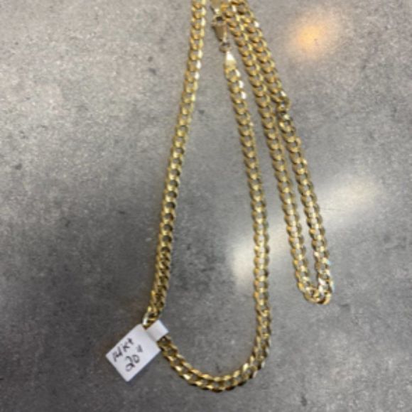 14kt Solid Gold Cuban Chain 5mm 20" Diamond Cut - Picture 1 of 3